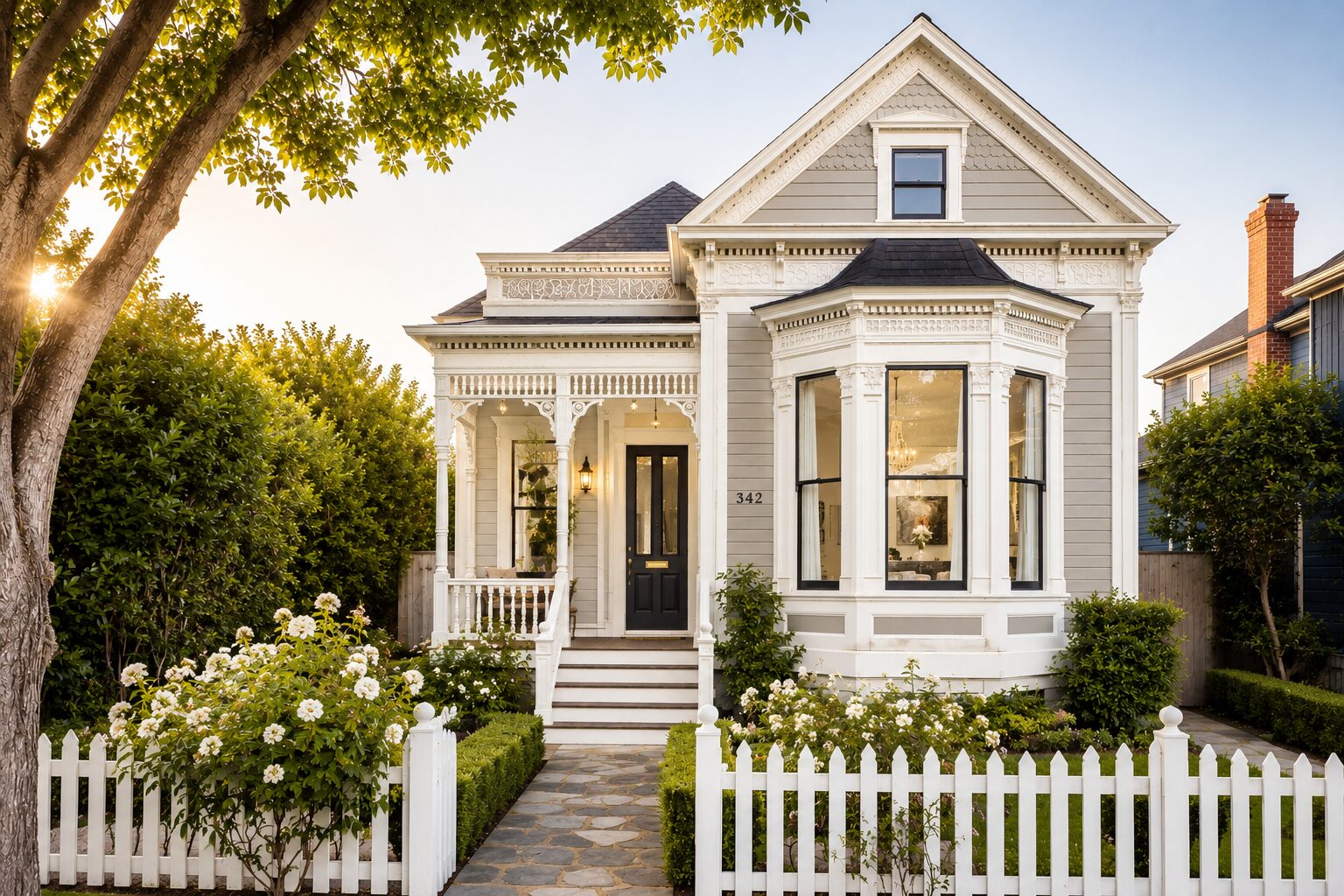 Restored Victorian home in Santa Cruz with detailed painted trim